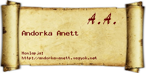 Andorka Anett névjegykártya